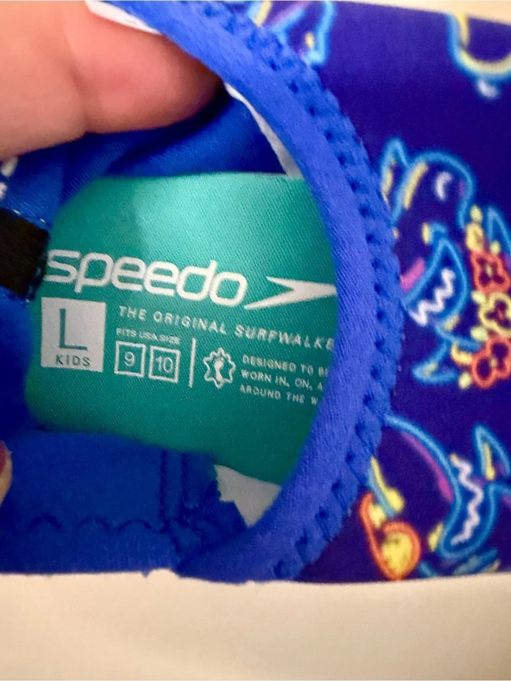 NWT Speedo Splash + Sun Bootie (Navy Neon Shark, size L)